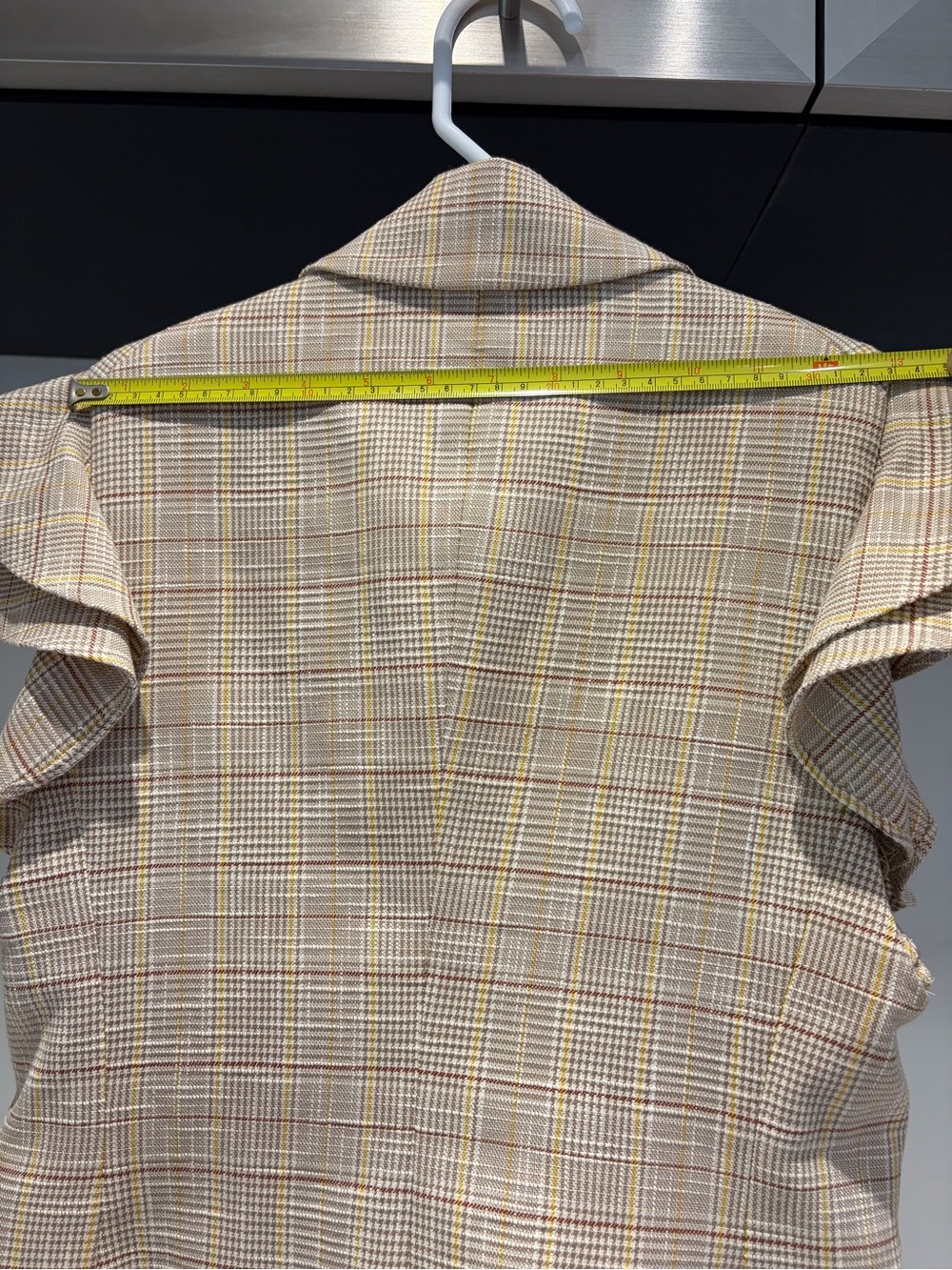 $595 Veronica Beard Janae Plaid Ruffle Blazer Jacket vest Khaki Multi Sz 00 - Picture 12 of 16